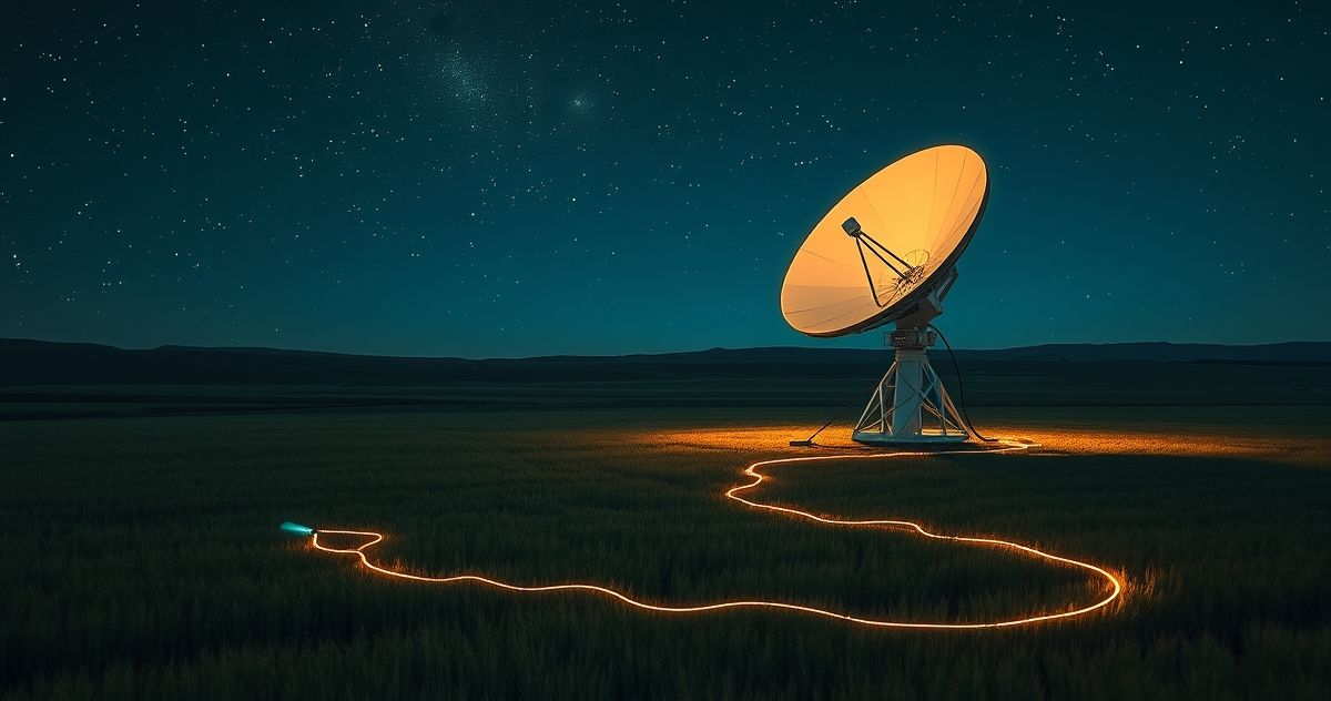 a satellite dish in a field